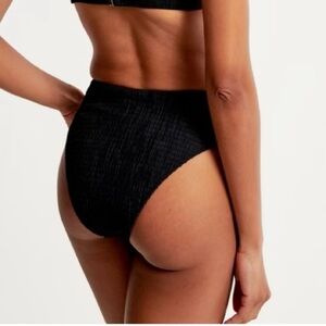 Abercrombie & Fitch Mid Rise Cheeky Textured Bikini Bottom